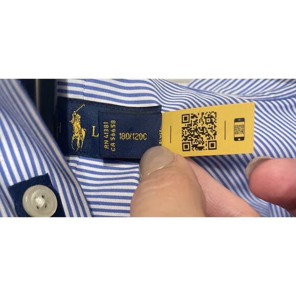 Ralph Lauren Polo Stretch Poplin Men’s Button Down Sz Large Tall Blue Stripe NWT - Picture 10 of 10